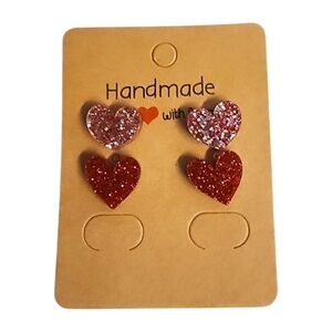 Blush & Ruby Spark Acrylic Stud Earrings - 2 Pair